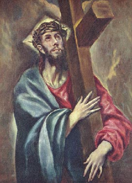 Cristo con la cruz. Cuadro de El greco